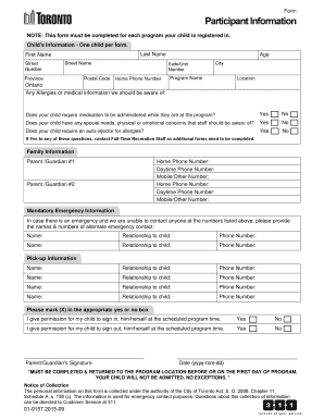 Child Program Registration Form