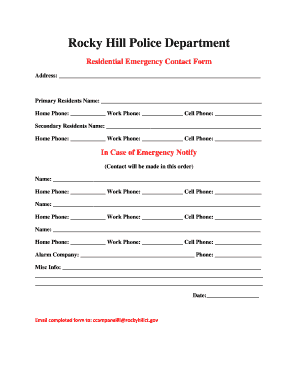 Residential Emergency Contact Form