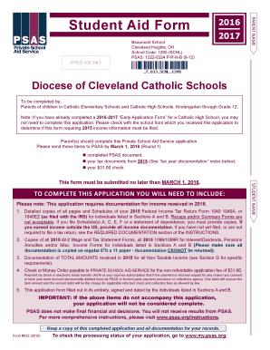 2016-2017 Student Aid Form