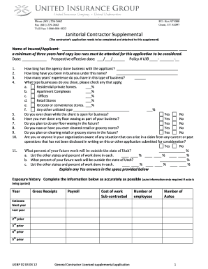 Janitorial Contractor Supplemental Application