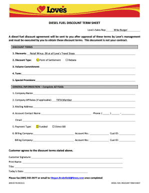 Diesel Fuel Discount Term Sheet