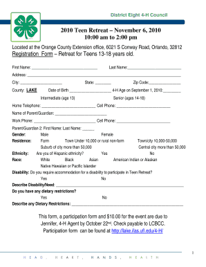 Florida 4-H Participation Form