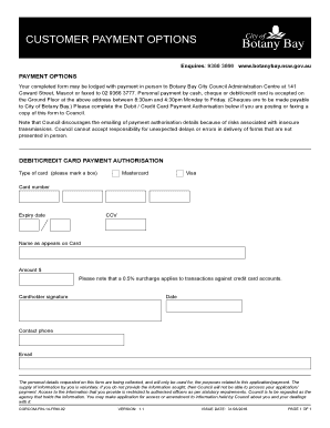 Botany Bay Payment Authorization Form