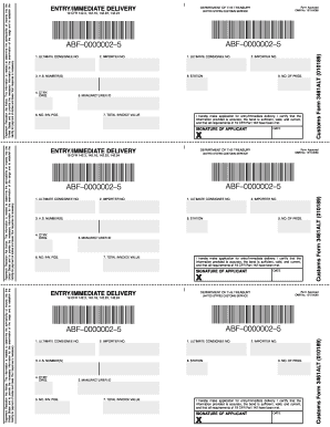 US Customs Entry/Immediate Delivery Form