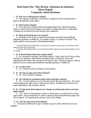 Real Estate One Direct Deposit Authorization Form