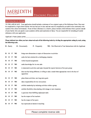 Teaching Fellows Reference Form