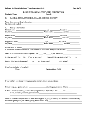 Referral for Multidisciplinary Team Evaluation