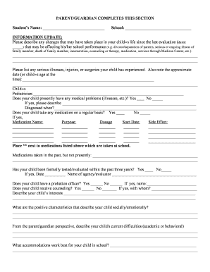 Student Information Update Form