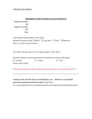 NIMAS/ICAM Form 2