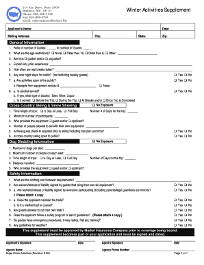 Winter Activities Supplement Form