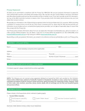 Marine Annual Cargo Insurance Proposal Form