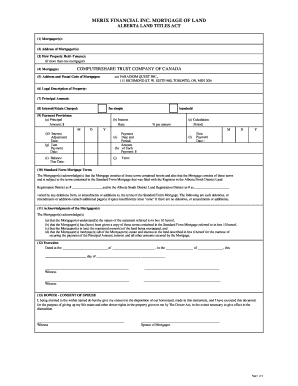 Alberta Land Title Mortgage Agreement