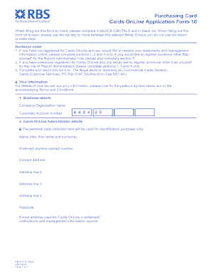Cards OnLine Application Form