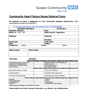 Community Heart Failure Nurse Referral Form