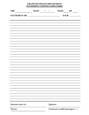 Cranston Police Statement Continuation Form