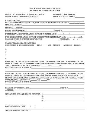 Fillable Online Business Application for Annual License as a ...