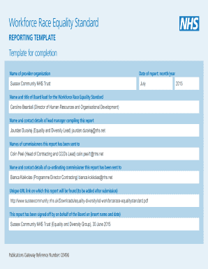 Workforce Race Equality Standard Reporting Template