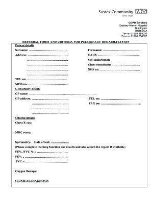 COPD Pulmonary Rehabilitation Referral Form
