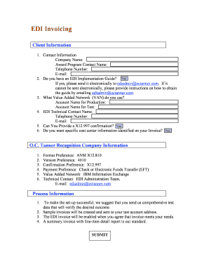 EDI Invoicing Setup Form