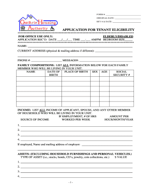 Tenant Eligibility Application Form