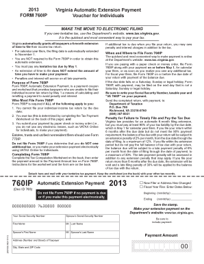 Virginia Form 760IP Automatic Extension Payment