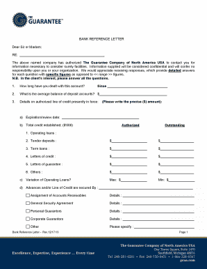 Bank Reference Letter