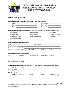 Emergency Evacuation Plan for Tented Event