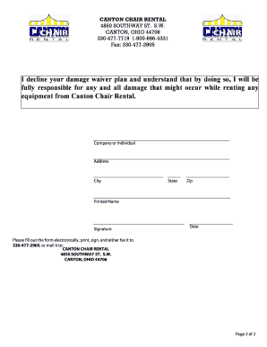 Canton Chair Rental Damage Waiver Form