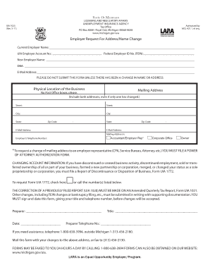 Michigan Employer Address/Name Change Request