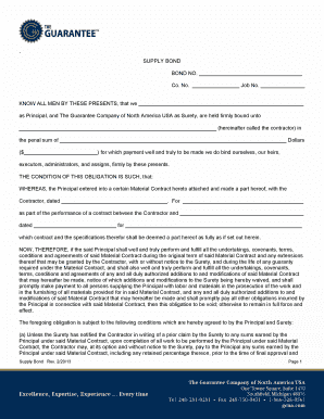 Supply Bond Agreement