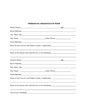 Premarital Registration Form