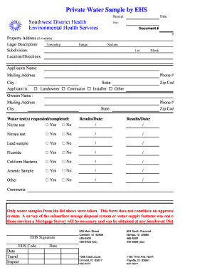 Private Water Sample Request Form