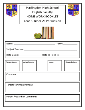 Year 8 Persuasion Homework Booklet