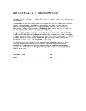 Confidentiality Agreement for Proprietary Information