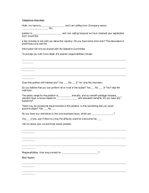 Telephone Interview Form