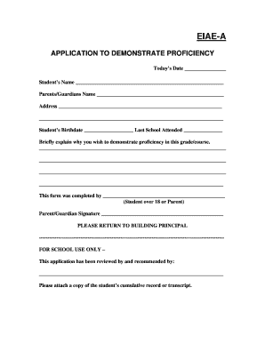 Application to Demonstrate Proficiency