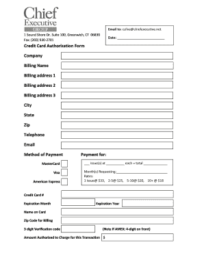 Credit Card Authorization Form