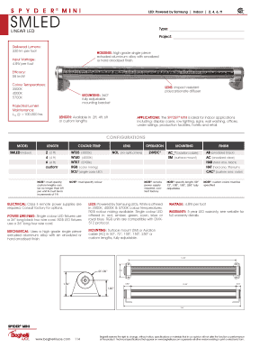 SPYDER MINI LED Lighting Specifications