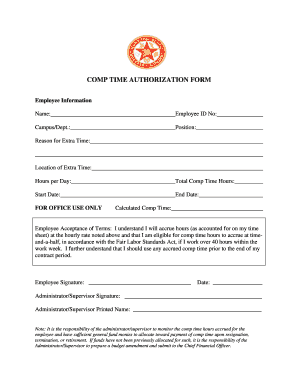Comp Time Authorization Form