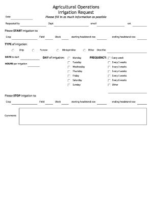Agricultural Irrigation Request Form