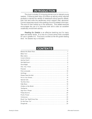 Reading for Details Activity Book