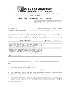 Proxy Form for Extraordinary General Meeting