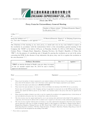 Proxy Form for Extraordinary General Meeting