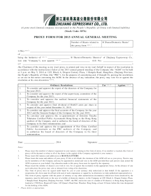 Proxy Form for 2013 Annual General Meeting