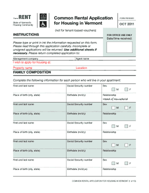 Vermont Common Rental Application