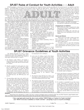 SPJST Rules of Conduct for Youth Activities