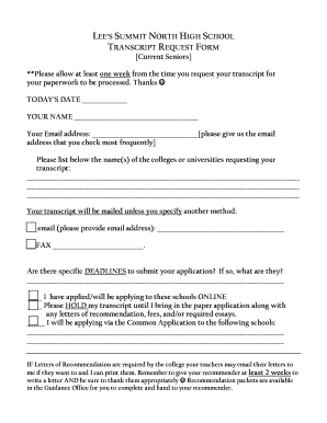 Car payment contract - LEES SUMMIT NORTH HIGH SCHOOL TRANSCRIPT REQUEST FORM Current Seniors **Please allow at least one week from the time you request your transcript for your paperwork to be processed - lsnhs lsr7