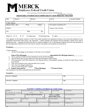 Adjustable Interest Rate Home Equity Loan Request Voucher