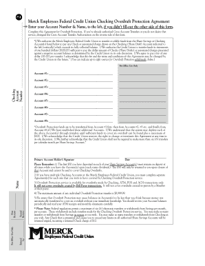 Merck Employees Federal Credit Union Overdraft Protection Agreement