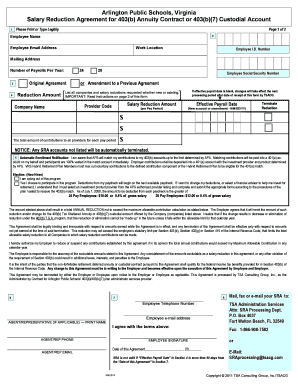 Salary Reduction Agreement for 403(b) Annuity Contract